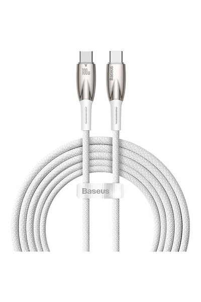Baseus USB-C pentru USB-C seria Glimmer, 100W, 2m (alb)