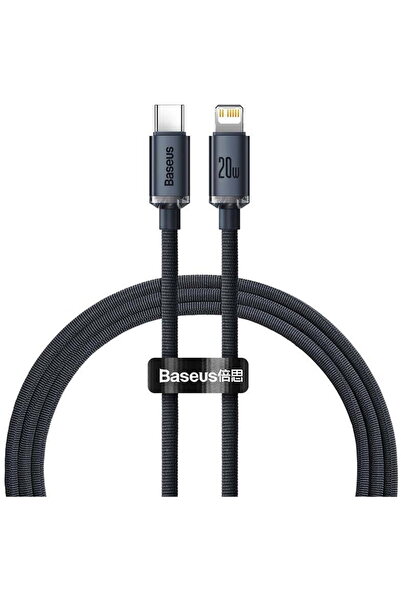 Baseus Cablu Crystal USB-C la Lightning, 20W, PD, 1.2m negru