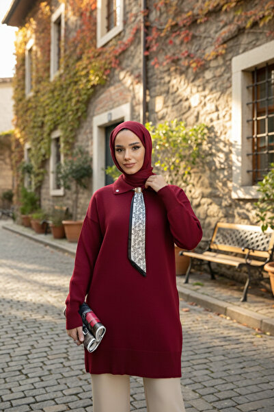 azragül giyim Polo Collar Scarf Hijab Knitwear Tunic