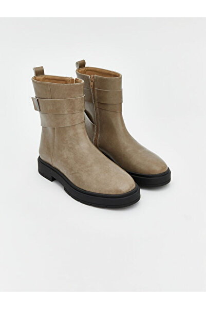 LC Waikiki Rmz Gi̇yi̇m Farkiyla Zippered Leather Look Women's Boots