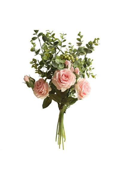 OEM Buchet flori artificiale DY1-2300, panza + plastic, roz, 46 cm