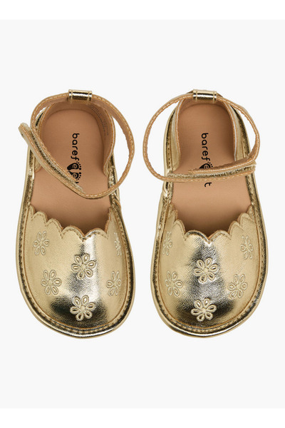 Barefeet Shoes with Hook & Loop Closure, Floral Embroidery