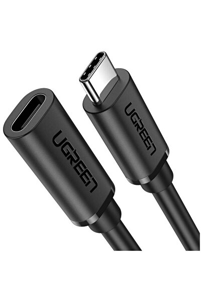 Ugreen Cablu USB Tip C 3.1 Gen2 Masculă-Mamă, Placat cu Nichel, 1m (Negru)