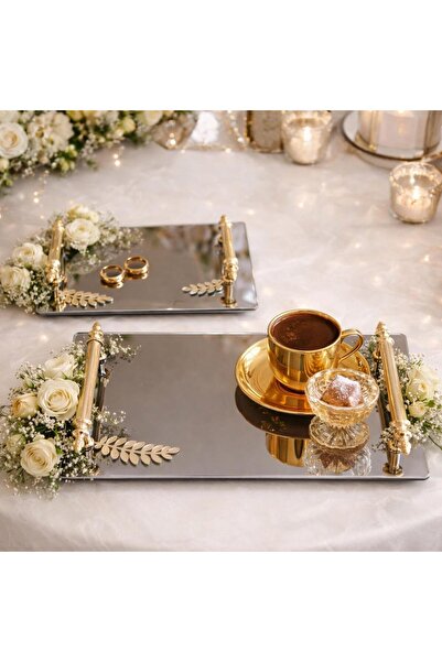 Meralles Siyah Renk 2'li Söz Tepsisi,Nişan Tepsisi, Yüzük Tepsisi, Isteme Tep...