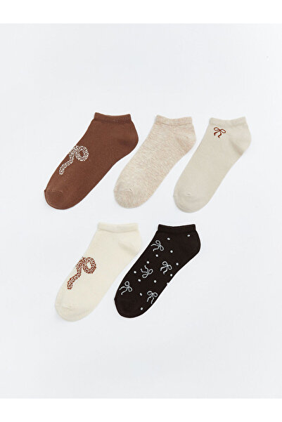 LC Waikiki Nevavm Women's Bow Patterned Booties Socks, Pack of 5