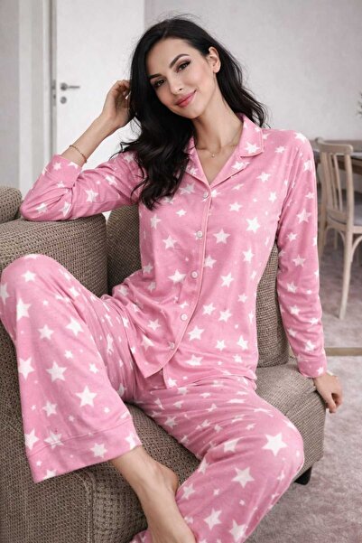 Hepyek Patterned Suede Fabric Pajama Set