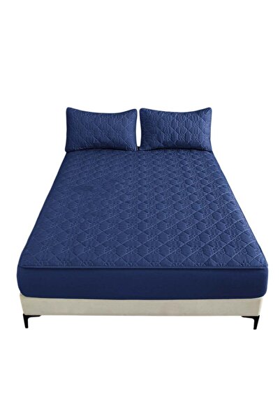 huitich طقم غطاء سرير مقاوم للماء، مقاس 150 × 200 سم، لون أزرق داكن