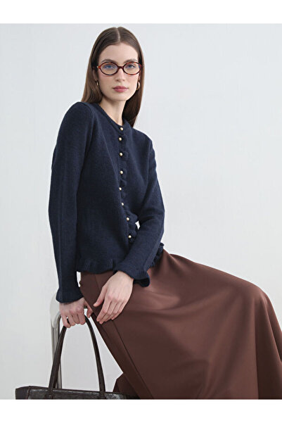 LC Waikiki Rmz Gi̇yi̇m Farkiyla Zero Roba Ruffle Women's Knitwear Cardigan