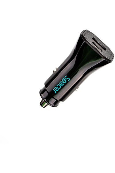 Spacer 1x USB-A + 1x USB-C 5V/2.4A 12W Negru