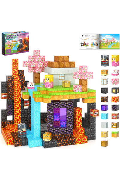 Coodoo Магнитни блокчета, комплект за сглобяване на тема мина, 100 части, 8-ъ...