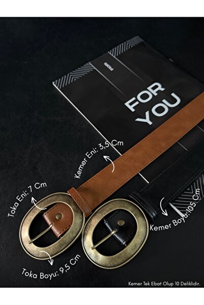 Fiori Women's Faux Leather Oval Buckle Belt, Jacket Belt, Shirt Belt, Dress Belt