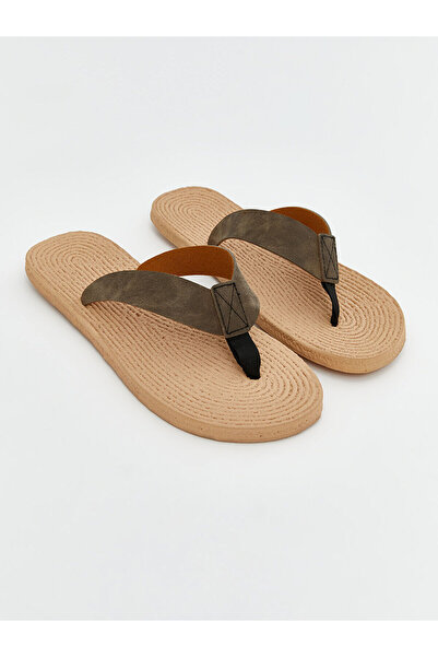 LC Waikiki Ανδρικές παντόφλες παραλίας LCW STEPS Beige Suede Look