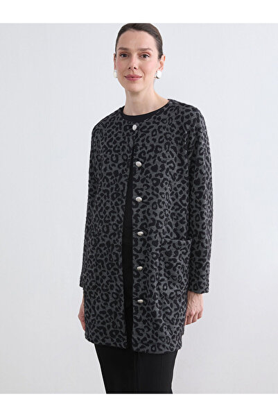 LC Waikiki Özmarka Noul Sezon guler rotund imprimeu leopard Cardigan pentru f...