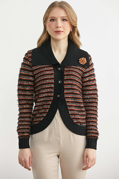 Sementa Cardigan din lână cu detalii din paiete - Maro - Negru