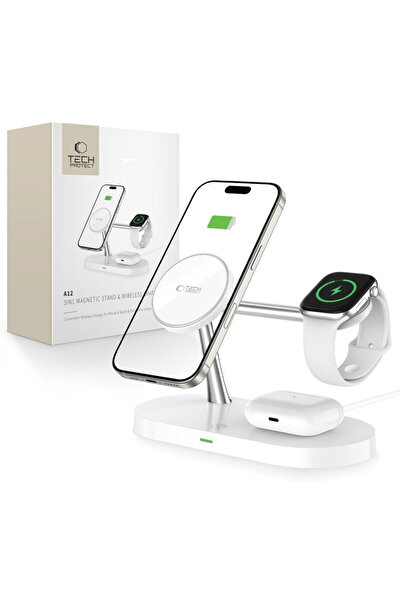 Tech-Protect USB-C 3in1 Qi MagSafe 1.67A 15W Alb