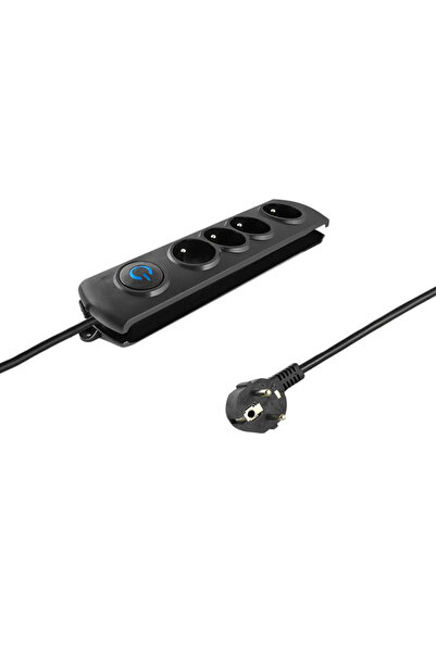 Qoltec Protecție la supratensiune 50105, 4 prize CA, 230 V, 2,5 m, Negru