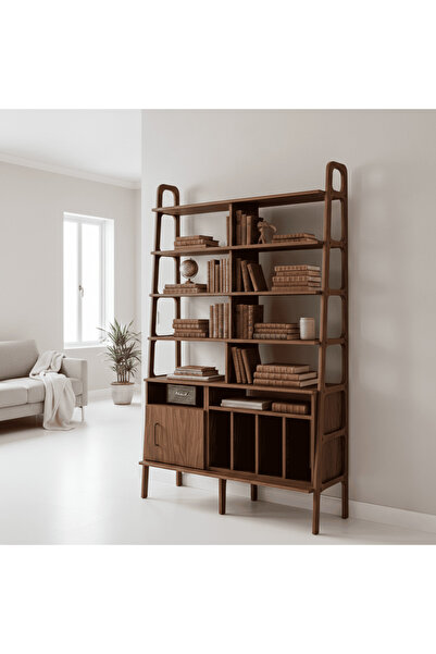 Woodesk Pietra, Ahşap, Kitaplık Ve Raf Ünitesi, Ceviz Renk