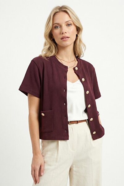Rays 3076A Front Pocket Buttoned T-Shirt Plum