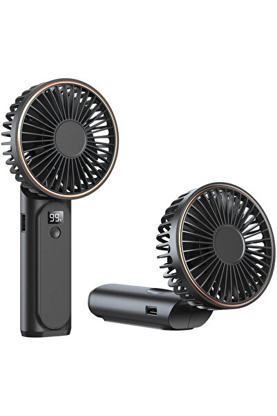 Techsuit Portable Fan with Battery and Digital Display, 5000mAh - (M12) - Black