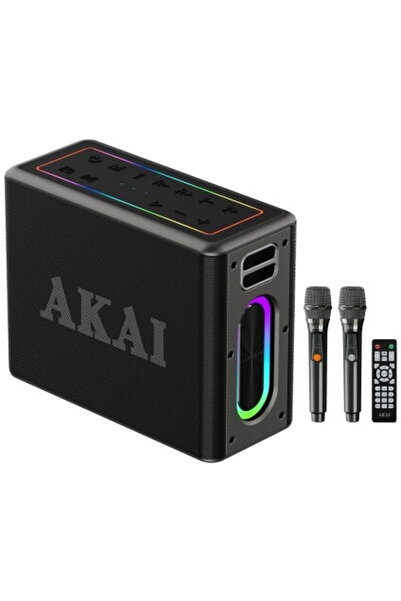 AKAI Boxa portabila cu 2 micfrofoane 80W Negru
