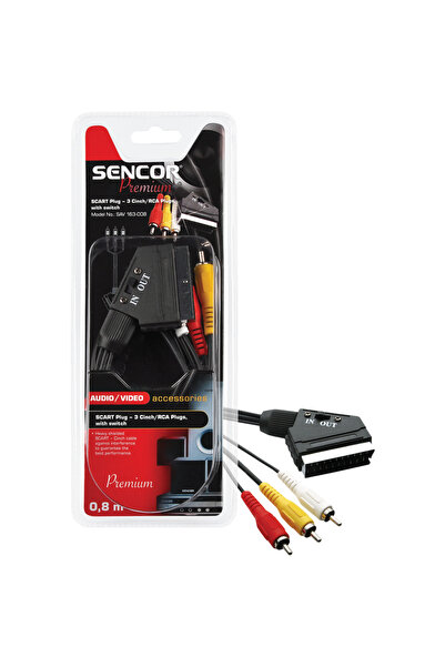 Sencor SAV 163-015 Mufa Scart T-3 x RCA 0,8 m Negru