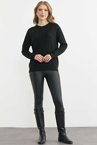 Sementa Pulover din lână cu motiv decolteu rotund - Negru