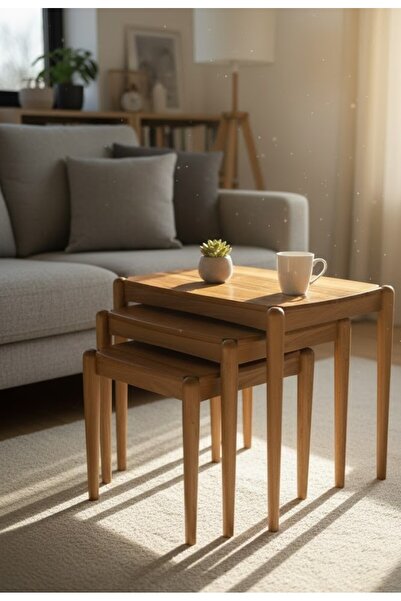 ArdaClassMobilya Lotus 3`lü Zigon Sehpa Seti – Ahşap- Mdf