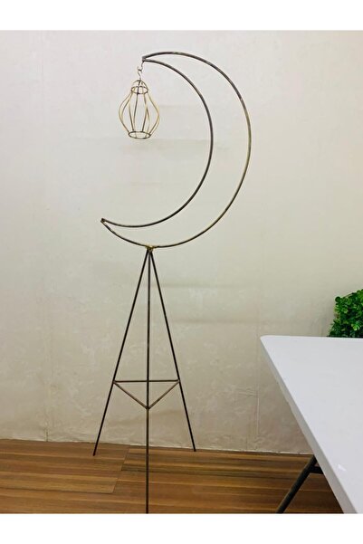 Generica Metal crescent moon with metal lantern, gold color, measuring 180 cm...