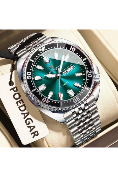 Choice1 ساعة رجالية فاخرة من الفضة والنعناع الأزرق، مقاومة للماء، مضيئة، تعمل...