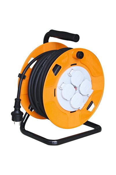 Somogyi Cable reel, metal frame, 4 sockets with earthing, 30 m, 3x1.5 mm2, IP44