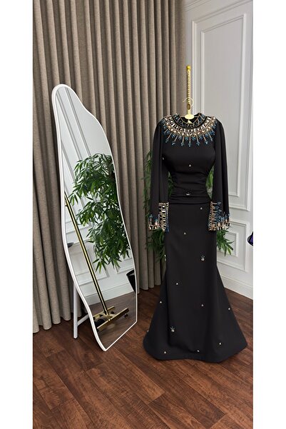 Diva style فستان سهره اسود تطريز راقي
