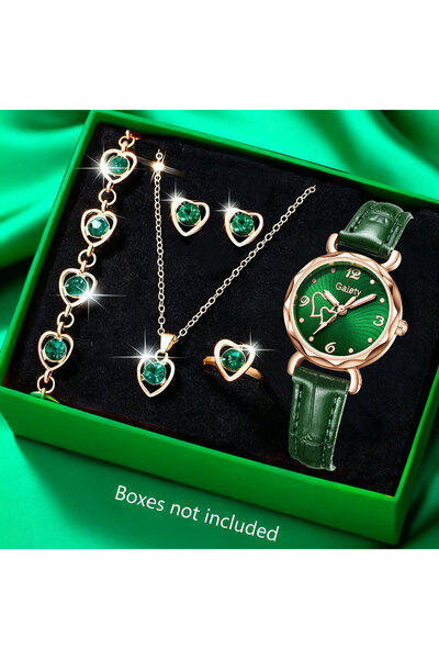 Choice ساعات نسائية أنيقة من البرونز، خاتم مرصع بأحجار الراين على شكل قلب، قل...