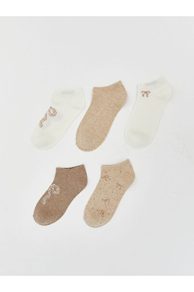 LC Waikiki RMZ Clothing Difference Bow Printed Дамски чорапи до глезена, 5 чифта