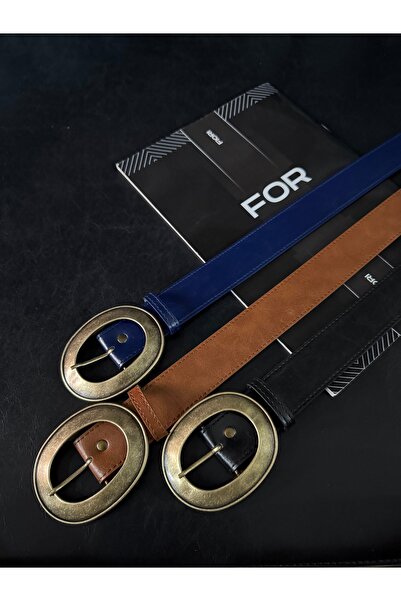 Fiori Women's Faux Leather Oval Buckle Belt, Jacket Belt, Shirt Belt, Dress Belt