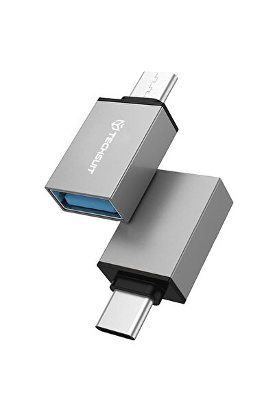 Techsuit Adaptoare USB to Type-C, 3A, Aluminiu (set 2) - TriVoltX (A13) - Black