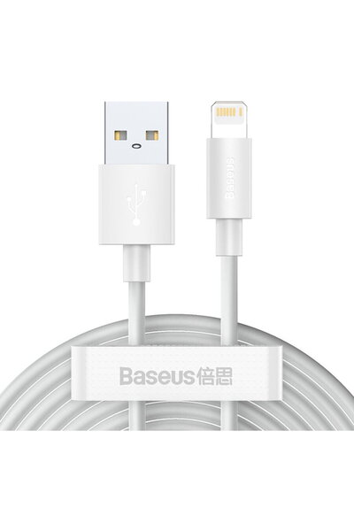 Baseus Kit cablu de date Simple Wisdom USB la Lightning 2.4A (2 buc.) 1.5 m alb