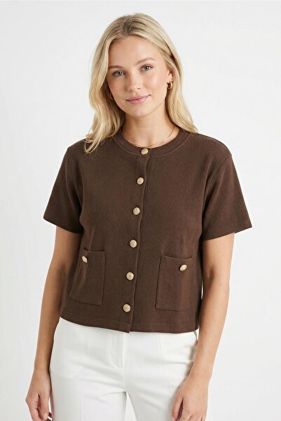 Rays 3076A Front Pocket Buttoned T-Shirt Brown