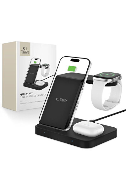 Tech-Protect USB-C 3in1 Qi Cablu USB-C la USB-C Include 15W Negru