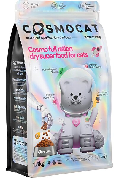 Cosmopet طعام القطط الجاف COSMOCAT بنكهة البط والبروبيوتيك للقطط المعقمة مع ب...
