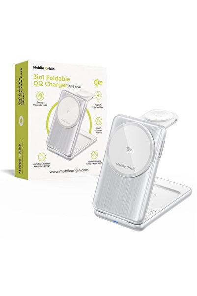 Mobile Origin MagSafe USB-C 3in1 Foldable Qi2 Charger 15W Alb