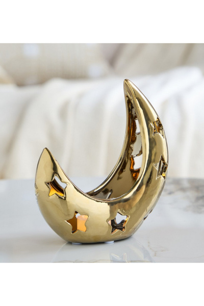 titany Ceramic Perforated Star Moon Candleholder