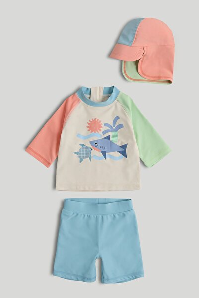 MOTHERCARE طقم سترة واقية من الشمس، شورت سباحة، وكيبي