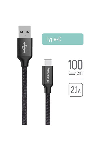 ColorWay Καλώδιο USB Type-C, 2.1A, 1m - (CW-CBUC003-BK) - Μαύρο
