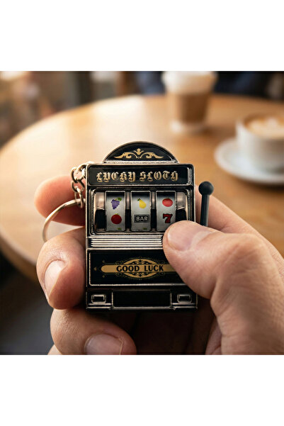 Choice black Fruit Slot Machine Keychain Lucky Charm Jackpot Keychains Mini C...