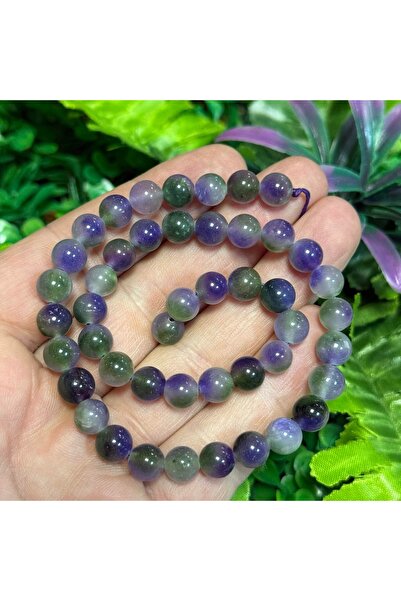 TAŞ UZMANI حجر كوارتز ملون من الأميثيست مع طحالب كروية 8 ملم