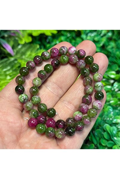 TAŞ UZMANI حجر كوارتز ملون مختلط من الياقوت والزمرد 8 ملم