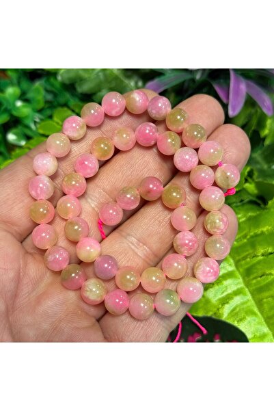 TAŞ UZMANI حجر كوارتز وردي اللون مع طحالب كروية 8 ملم