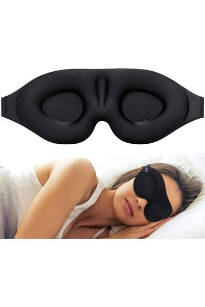 Choice قناع عين ثلاثي الأبعاد أسود اللون، قطعة واحدة، قابل للتعديل، مناسب للر...