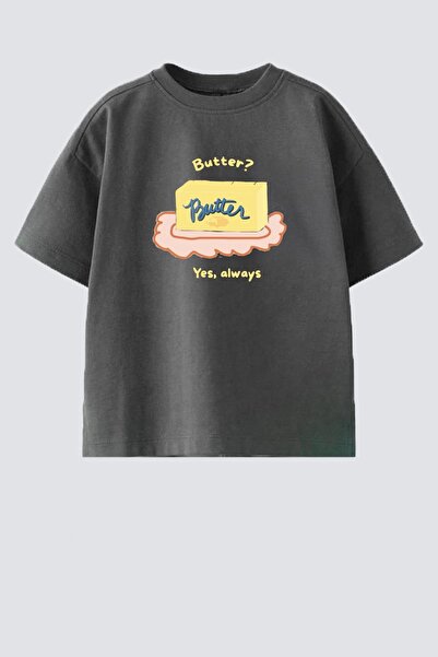 Monila Unisex Çocuk Pamuklu Bisiklet Yaka Baskılı T-Shirt