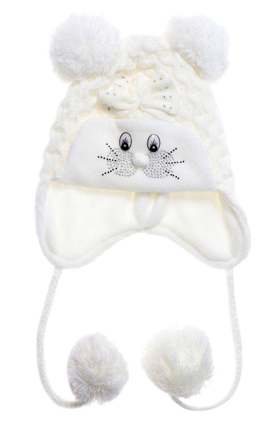 Bay Şapkacı قبعة وردية اللون للفتيات الصغيرات مع أربطة على شكل قطة 1141